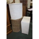 Two Lloyd Loom linen baskets, together with a bamboo weave linen basket, (3)