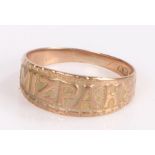 9 carat gold Mizpah ring, 1.9 grams