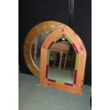 Gothic arch wall mirror, together with a circular wall mirror, (2)