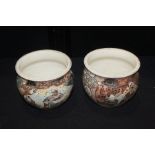 Pair of Japanese Satsuma ware pots, 12cm high, (2)