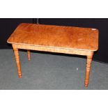 19th Century satinwood occasional table, the rectangular top raised on turned legs, 82cm x 39.5cm