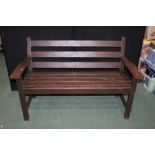 Wooden garden bench, with slatted back and seat, 130cm wide