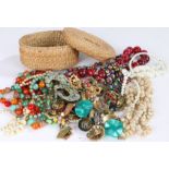 Quantity of necklaces, also to include a small woven box with quantity of earrings (qty)