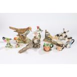 Porcelain, to include a Kookaburra, Woodrush, Royal Addenley birds, Goebel Rabbits, Toby jugs,