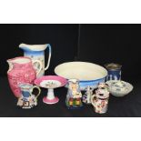 Wedgwood plate mounted Jasper ware biscuit barrel and cover, Copeland Spode Toby jug, Masons Fruit