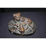 Bronze effect dog sculpture, after W Wolfe, 34cm wide