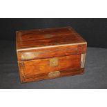 19th Century rosewood box, with a hinged lid and drawer below