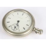 Illinois pocket watch, with a screw off case, crown wound, 60mm diameter