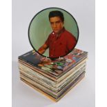 A box of 45+ 12" LPs containing mostly 1950s & 1960s music, featuring artists such as: Elvis