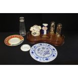 Royal Worcester pin dish, Camembert plate, two domed glass display cases, Toby jug, sunshine