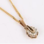 9 carat gold necklace and pendant, with a diamond set drop, 2.9 grams