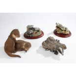 Country Artists, Otter Cubs, together with three sculptures of badgers by various companies, (4)