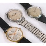 Cyma stainless steel gentleman's wristwatch, together with a Roamer and a Tressa, (3)