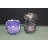 Gregorian pattern purple jardiniere, with scroll, griffin and urn decoration, Oriental style vase,