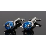 Pair of novelty cufflinks, in the form of globes