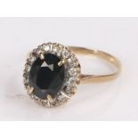 9 carat gold sapphire and diamond ring