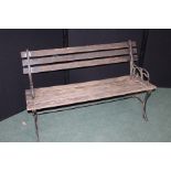Garden bench with cast iron ends, slatted back and seat, 123cm wide