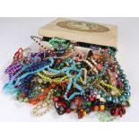 Quantity of jewellery mostly necklaces in lidded card box (qty)