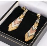 Pair multi coloured gold coloured drops of tap earrings, 7.8 grams