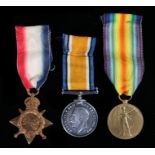 First World War trio, 1915-15 Star, British War Medal, and Victory Medal ( 2272 PTE. F. UNWIN. CAMB.