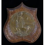 First World War Memorial Plaque, (THOMAS LYONS) mounted onto a presentation shield