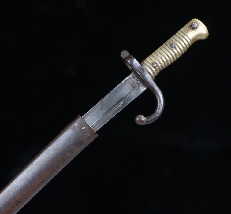 French Model 1866 Chassepot bayonet, made at the Sainte Etienne Arsenal, maker mark and date