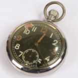 Military issue pocket watch, with a black dial, arrow mark to the back and G.S.T.P. M17746