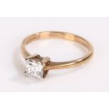 9 carat gold ring, set with a cubic zirconia, ring size P