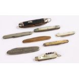 Mother of Pearl and silver fruit knife, together with further knives, (qty)