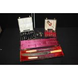 Collection of silver plated flatware, together with a cased carving set, (4)