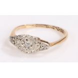 9 carat gold diamond ring the raised head of flower form and set with diamonds ring size J 1/2