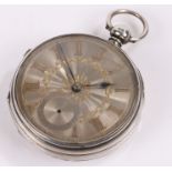 Victorian silver open face pocket watch, with gilt metal Roman hours