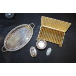 Ronson smokers set, consisting of cigarette lighter, campagna shaped ashtray, oval twin handled tray