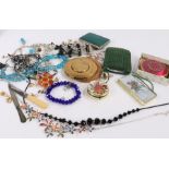 A collection of jewellery and compacts, (qty)