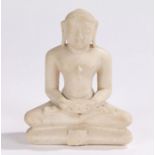 Chinese alabaster figure, depicting Buddha seated with his arms and legs crossed, 17.5cm high