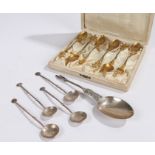 Cased set of six Italian white metal teaspoons, with finials depicting famous Italian symbols