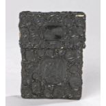 Unusual Victorian seal card case, the black case made from seal impression, 10cm high