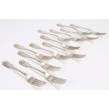 Matched set of twelve George IV Scottish silver meat forks, Edinburgh 1824-26, maker James McKay,