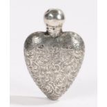 George VI silver scent bottle, London 1946, maker GW, in the form of a heart, with screw cap, the