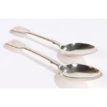 Pair of Victorian silver tablespoons, London 1848, maker William Robert Smily, the handles