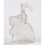 Castagnon Armagnac clear glass scent bottle modelled as a knight on horseback, 12cm high