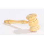 Victorian ivory gavel, of typical form, 11.5cm long