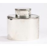 George V silver tea caddy, Birmingham 1919, maker Martin Hall & Co Ltd, the oval cap and body with