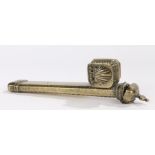 Persian brass qalamdan pen case, 19cm wide