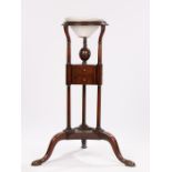 Georgian style mahogany washstand, with crackle glaze bowl above an urn form powder pot and cover,