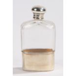 Edward VII silver mounted clear glass hip flask, London 1907, maker Charles & George Asprey the