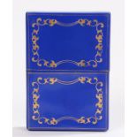 Victorian leather card case, in blue leather and gilt tooled decoration, 10cm high