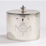 George III silver tea caddy, London 1782, maker William Vincent, of oval form, the urn shaped finial