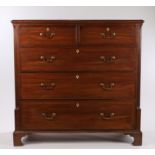 Georgian mahogany chest of two short and three long drawers, the drawers with brass swan neck