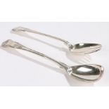 Pair of George IV silver salad servers, London 1823, maker WJ, the shell pattern handles with